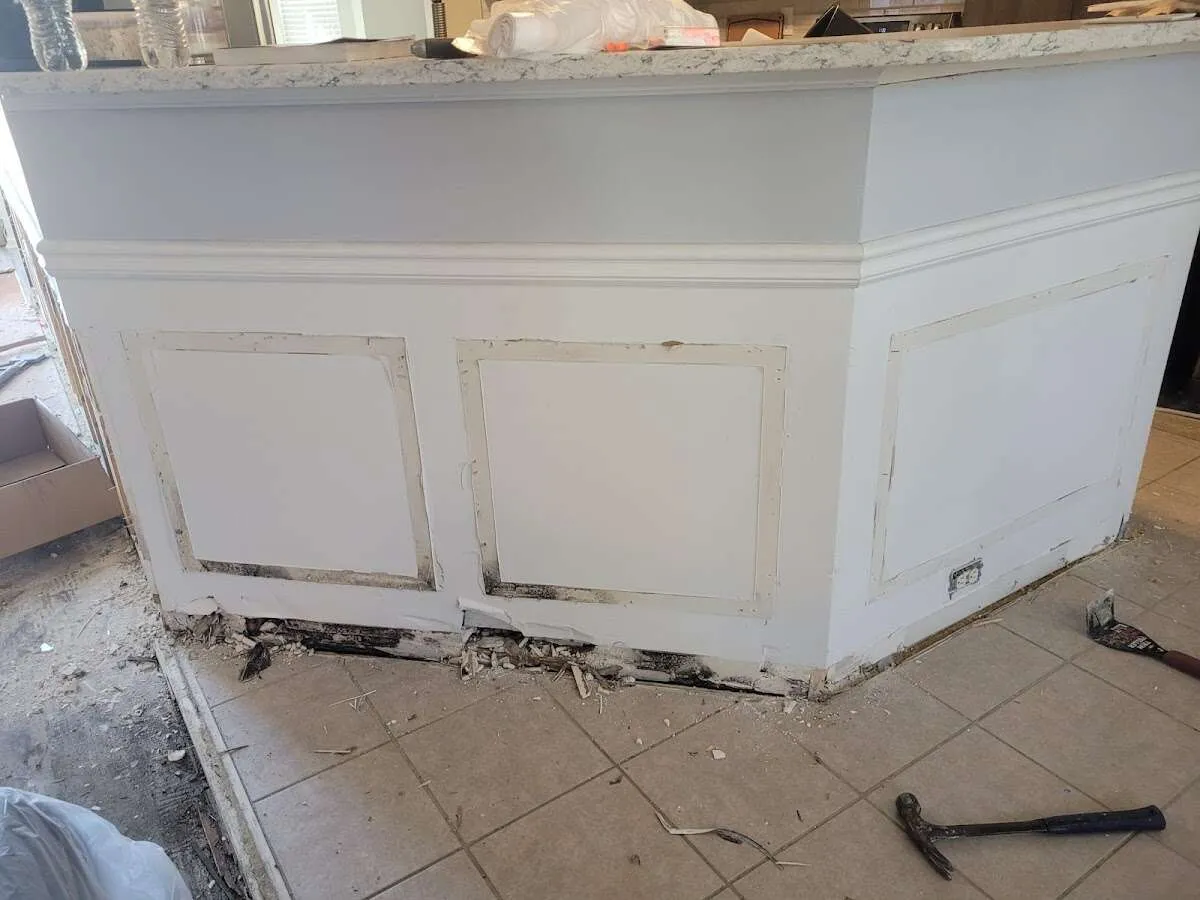 Water damage and mold on kitchen during Storm Damage Restoration in Philipstown